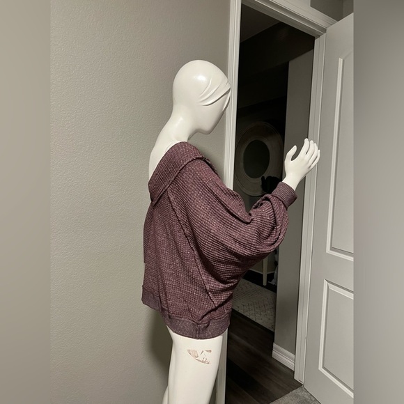 FREE PEOPLE We The Free Westend Purple Waffle Knit Thermal Top Sz XS - Picture 5 of 11